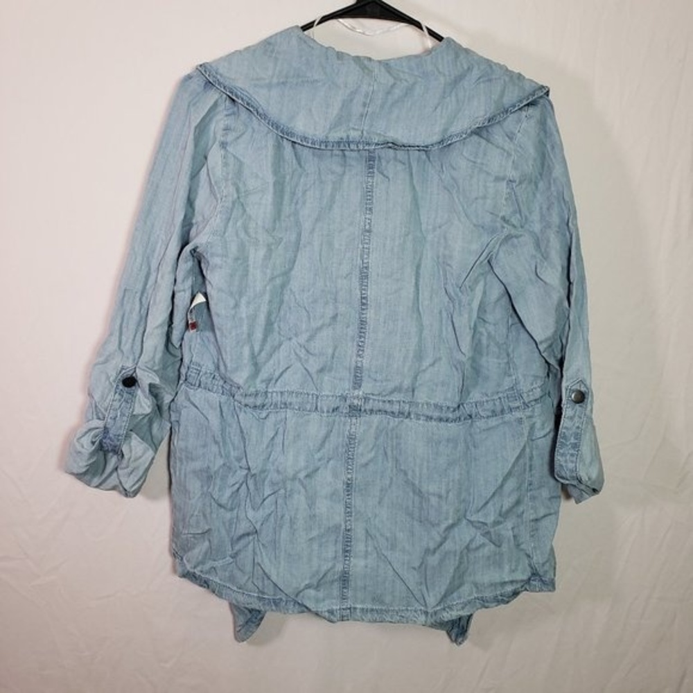 Style & Co Women’s Chambray Jacket Draped Front Lightweight Casual(AE) - Picture 6 of 10
